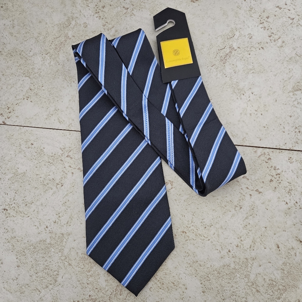 Ermenegildo Zenga Striped 100% Silk Tie Made In Italy